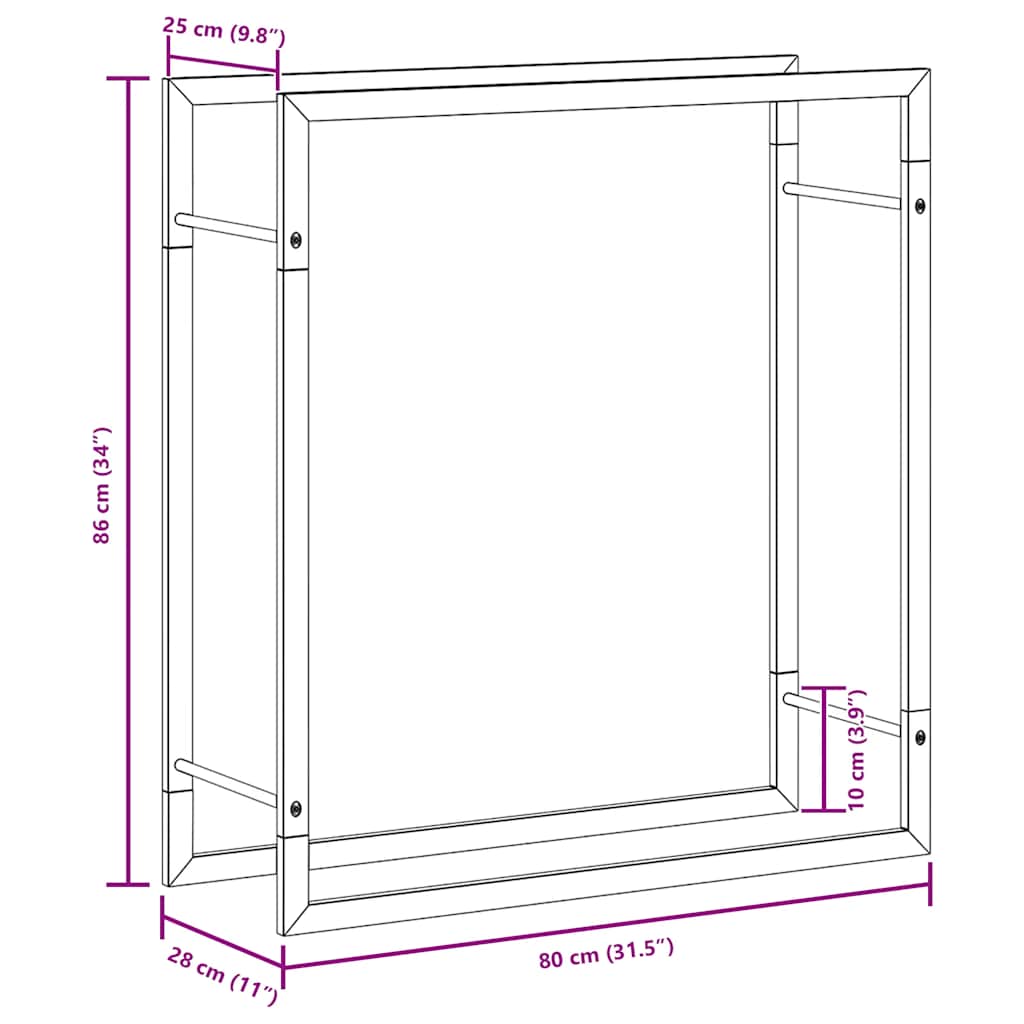 Firewood Rack 80x28x86 cm Stainless Steel