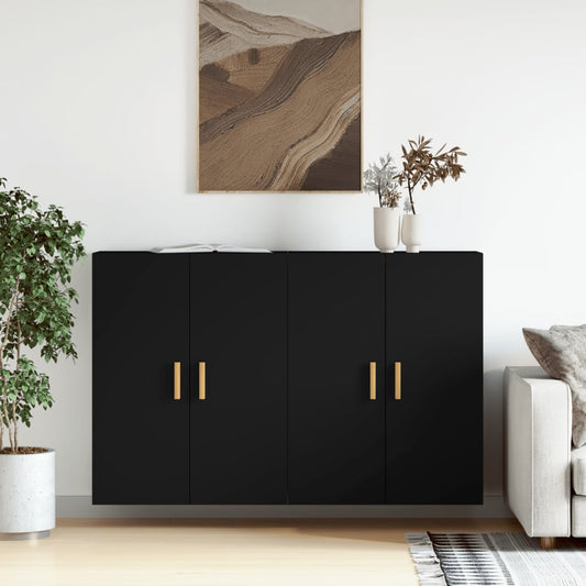 Wall Mounted Cabinets 2 pcs Black Engineered Wood