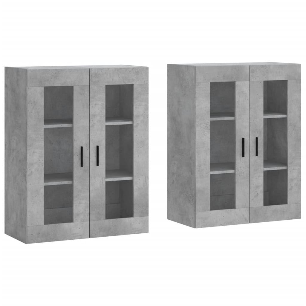 Wall Mounted Cabinets 2 pcs Concrete Grey Engineered Wood