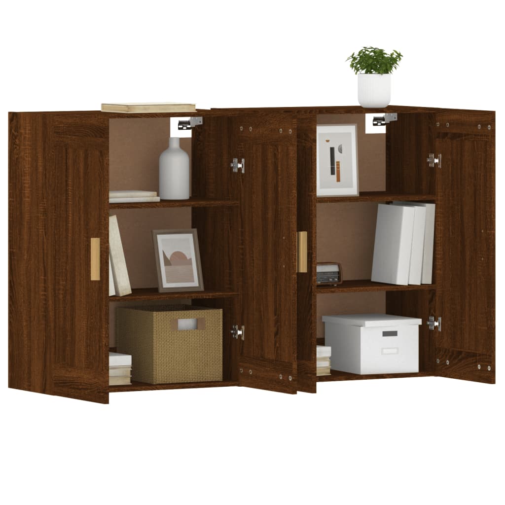 Wall Mounted Cabinets 2 pcs Brown Oak Engineered Wood