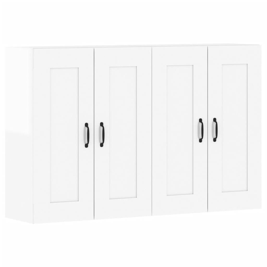 Wall Mounted Cabinets 2 pcs High Gloss White Engineered Wood