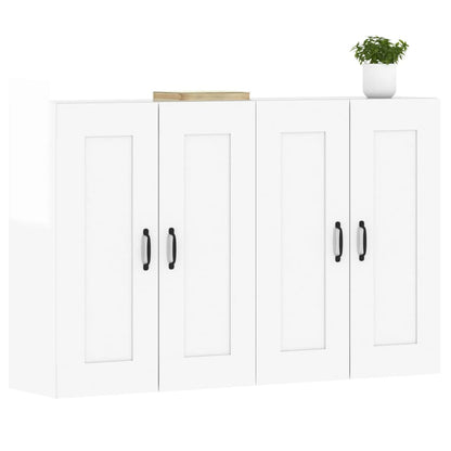 Wall Mounted Cabinets 2 pcs High Gloss White Engineered Wood