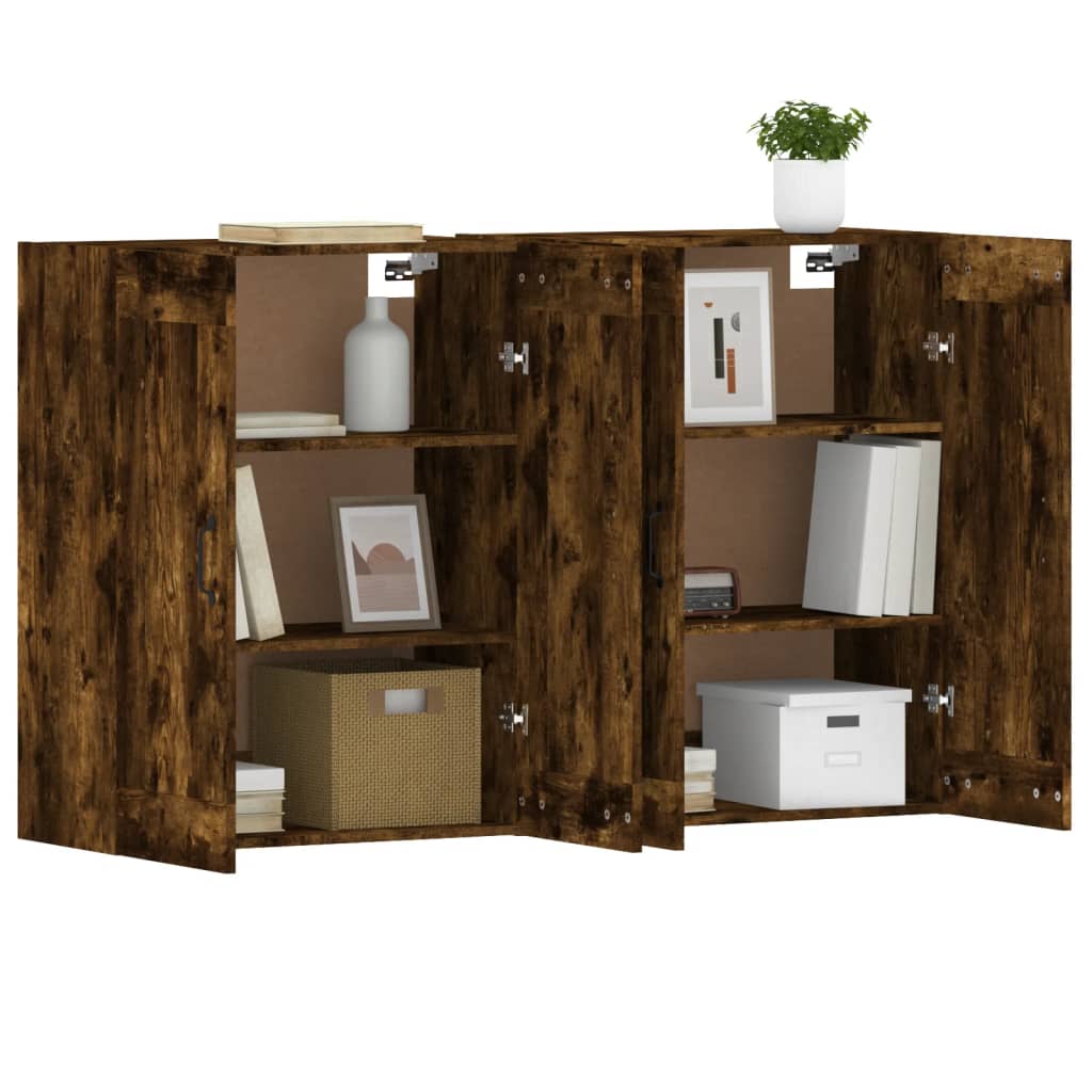 Wall Mounted Cabinets 2 pcs Smoked Oak Engineered Wood