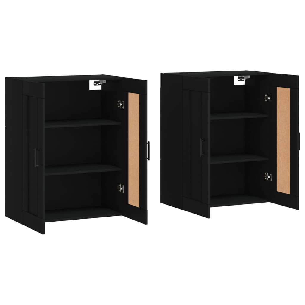 Wall Mounted Cabinets 2 pcs Black Engineered Wood