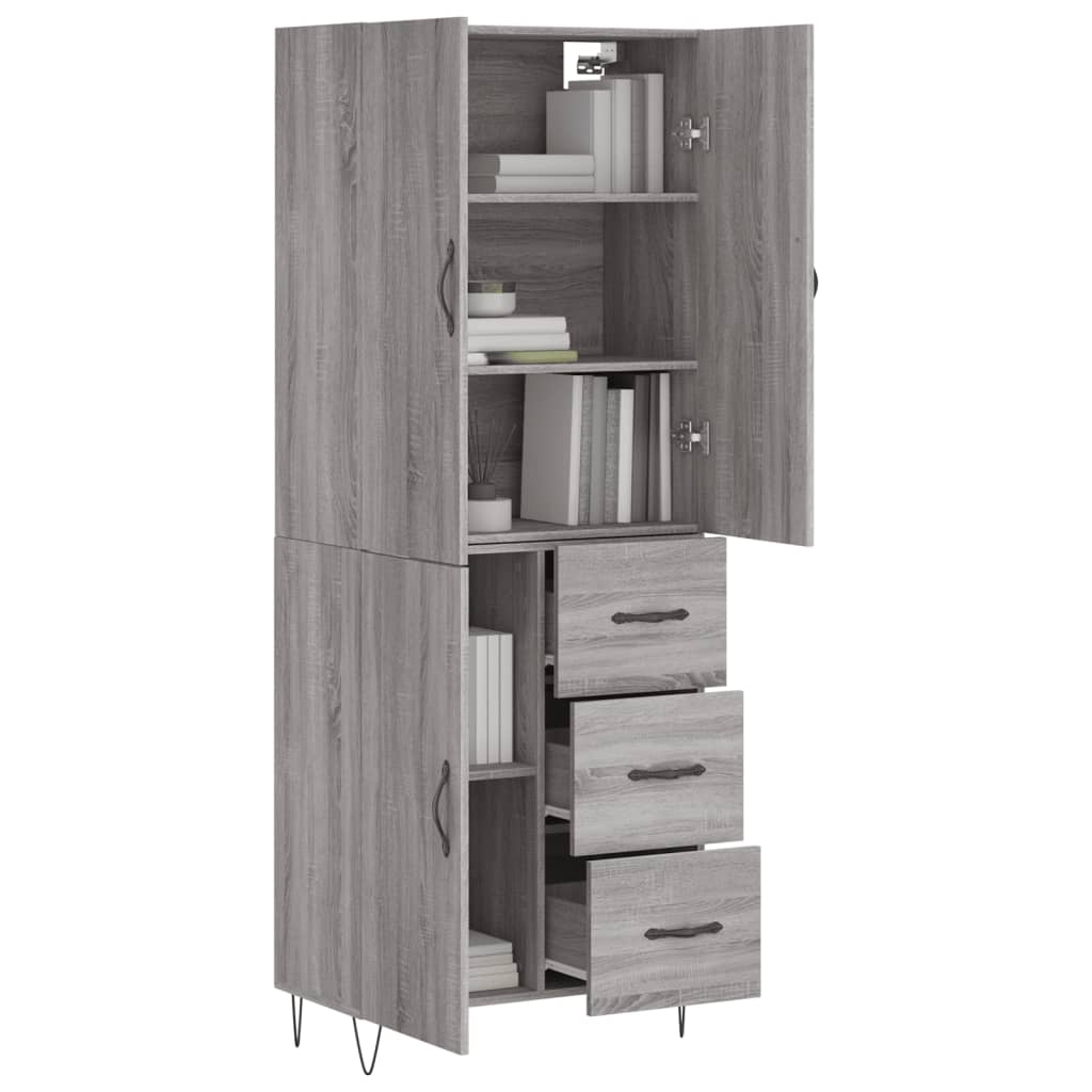 Highboard Grey Sonoma 69.5x34x180 cm Engineered Wood