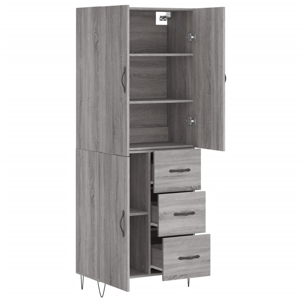 Highboard Grey Sonoma 69.5x34x180 cm Engineered Wood