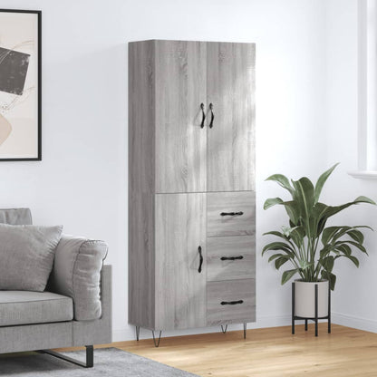 Highboard Grey Sonoma 69.5x34x180 cm Engineered Wood