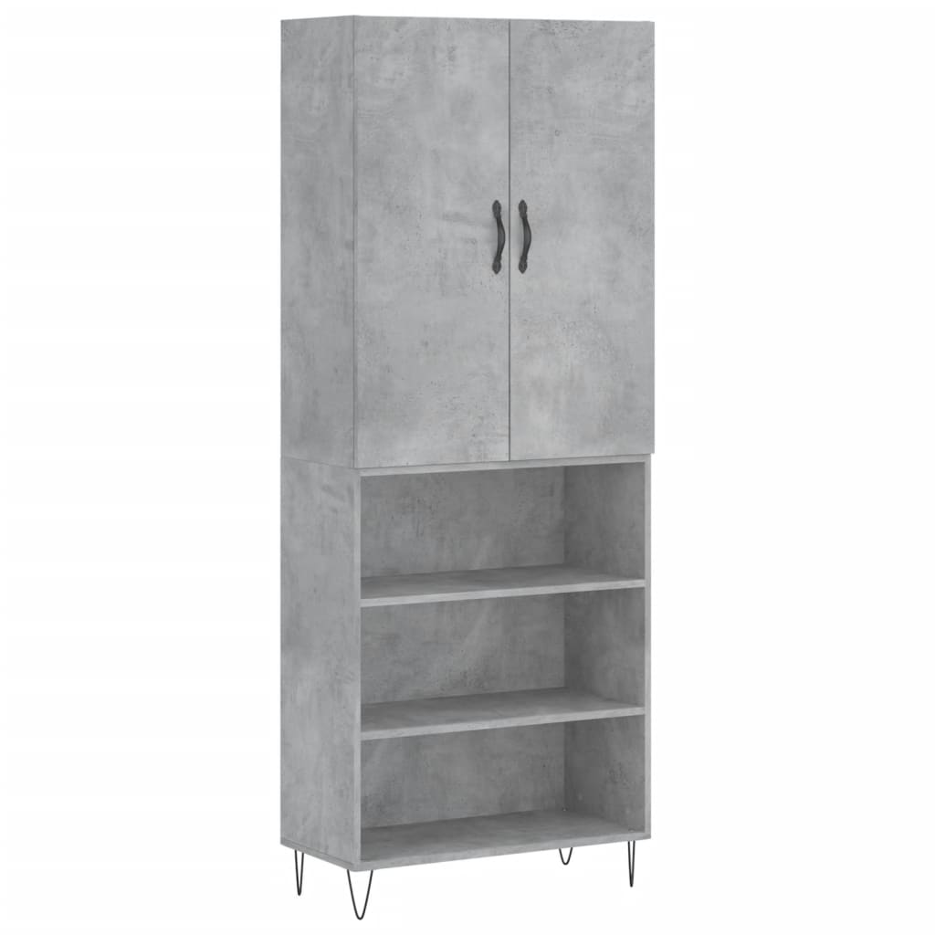 Highboard Concrete Grey 69.5x34x180 cm Engineered Wood