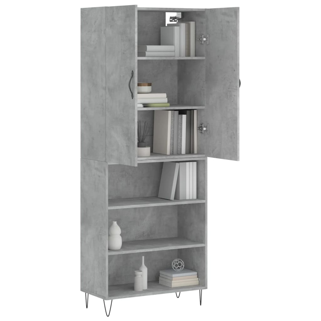 Highboard Concrete Grey 69.5x34x180 cm Engineered Wood