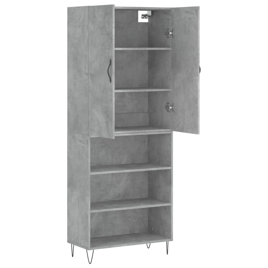 Highboard Concrete Grey 69.5x34x180 cm Engineered Wood