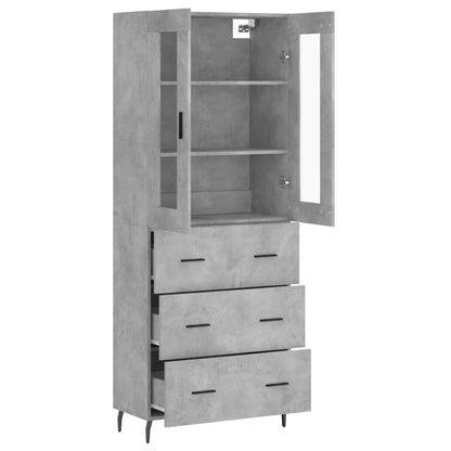 Highboard Concrete Grey 69.5x34x180 cm Engineered Wood