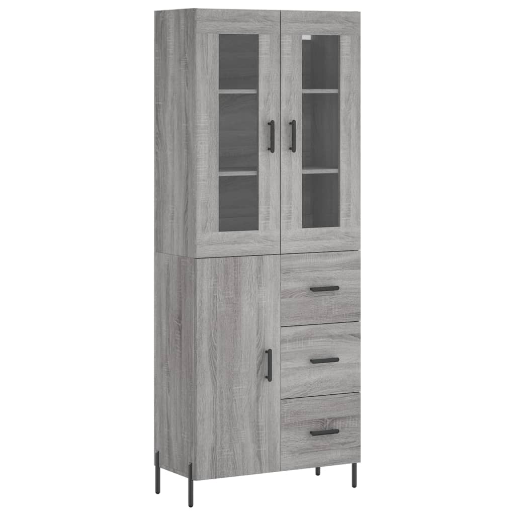 Highboard Grey Sonoma 69.5x34x180 cm Engineered Wood