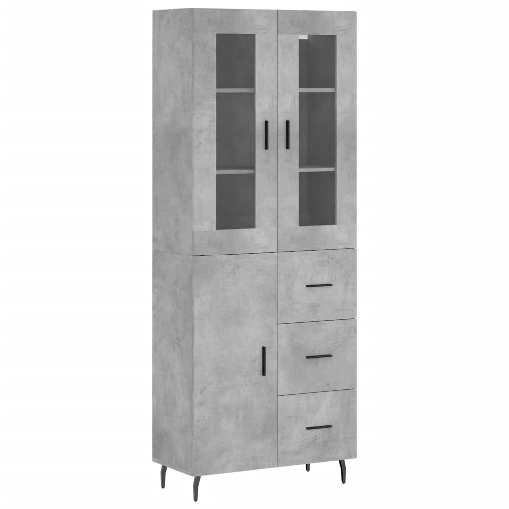 Highboard Concrete Grey 69.5x34x180 cm Engineered Wood