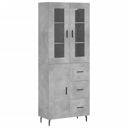 Highboard Concrete Grey 69.5x34x180 cm Engineered Wood