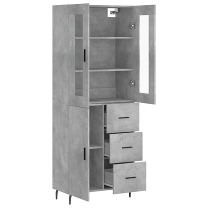 Highboard Concrete Grey 69.5x34x180 cm Engineered Wood