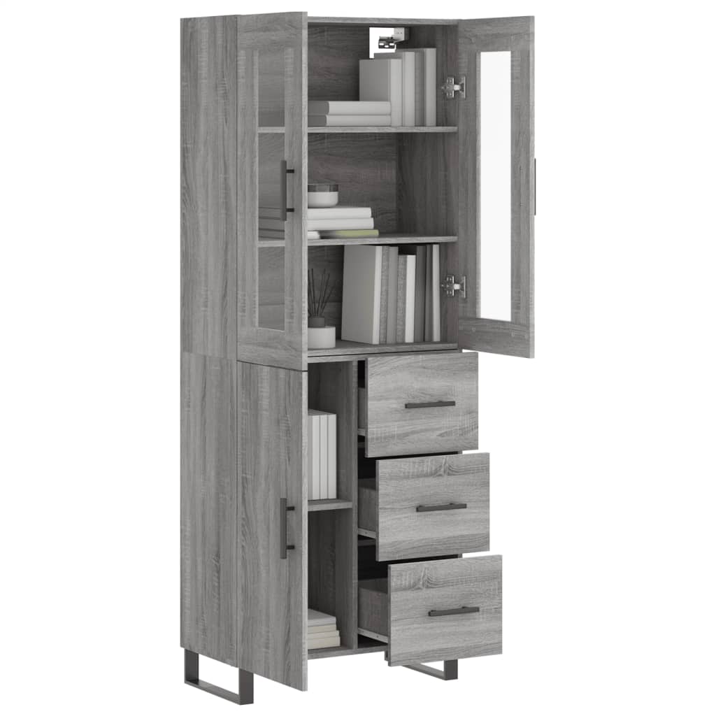 Highboard Grey Sonoma 69.5x34x180 cm Engineered Wood