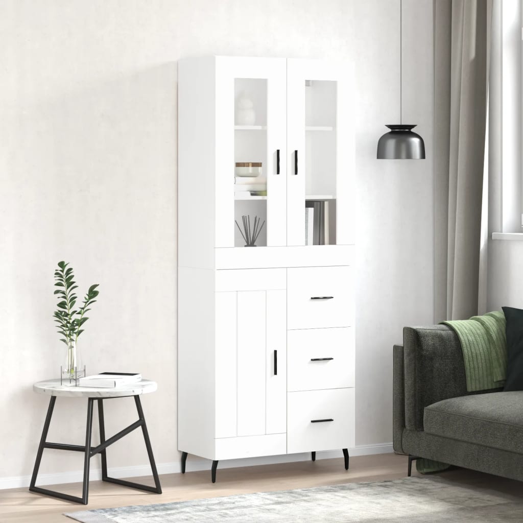 Highboard White 69.5x34x180 cm Engineered Wood