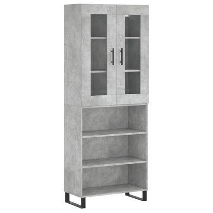 Highboard Concrete Grey 69.5x34x180 cm Engineered Wood