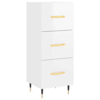 Highboard High Gloss White 34.5x34x180 cm Engineered Wood