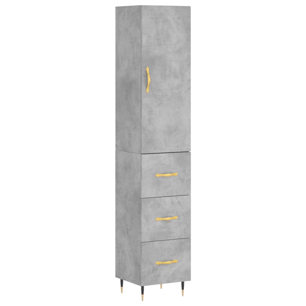 Highboard Concrete Grey 34.5x34x180 cm Engineered Wood