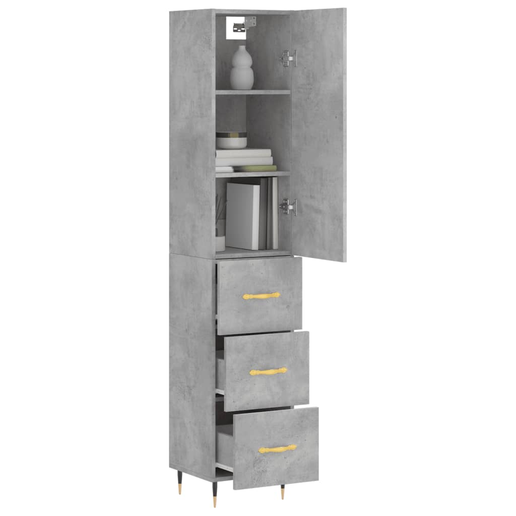 Highboard Concrete Grey 34.5x34x180 cm Engineered Wood