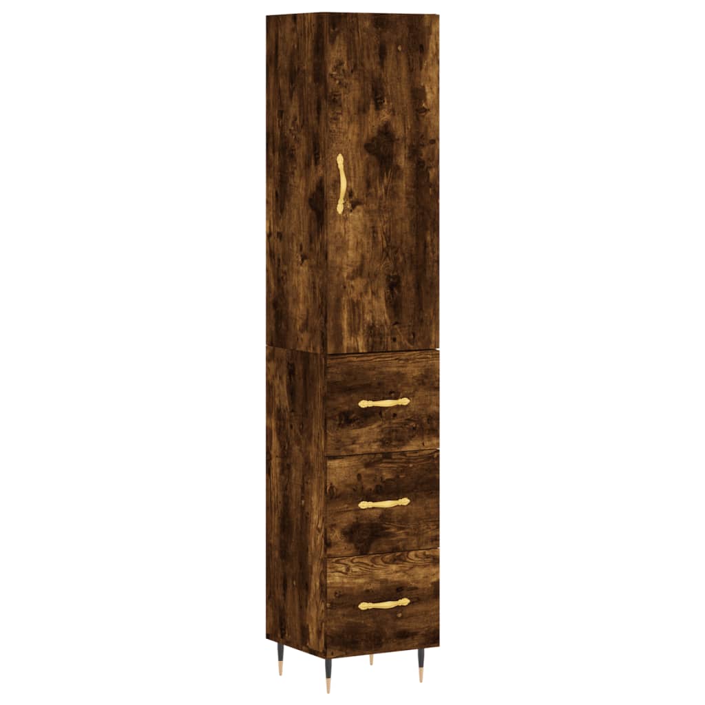 Highboard Smoked Oak 34.5x34x180 cm Engineered Wood