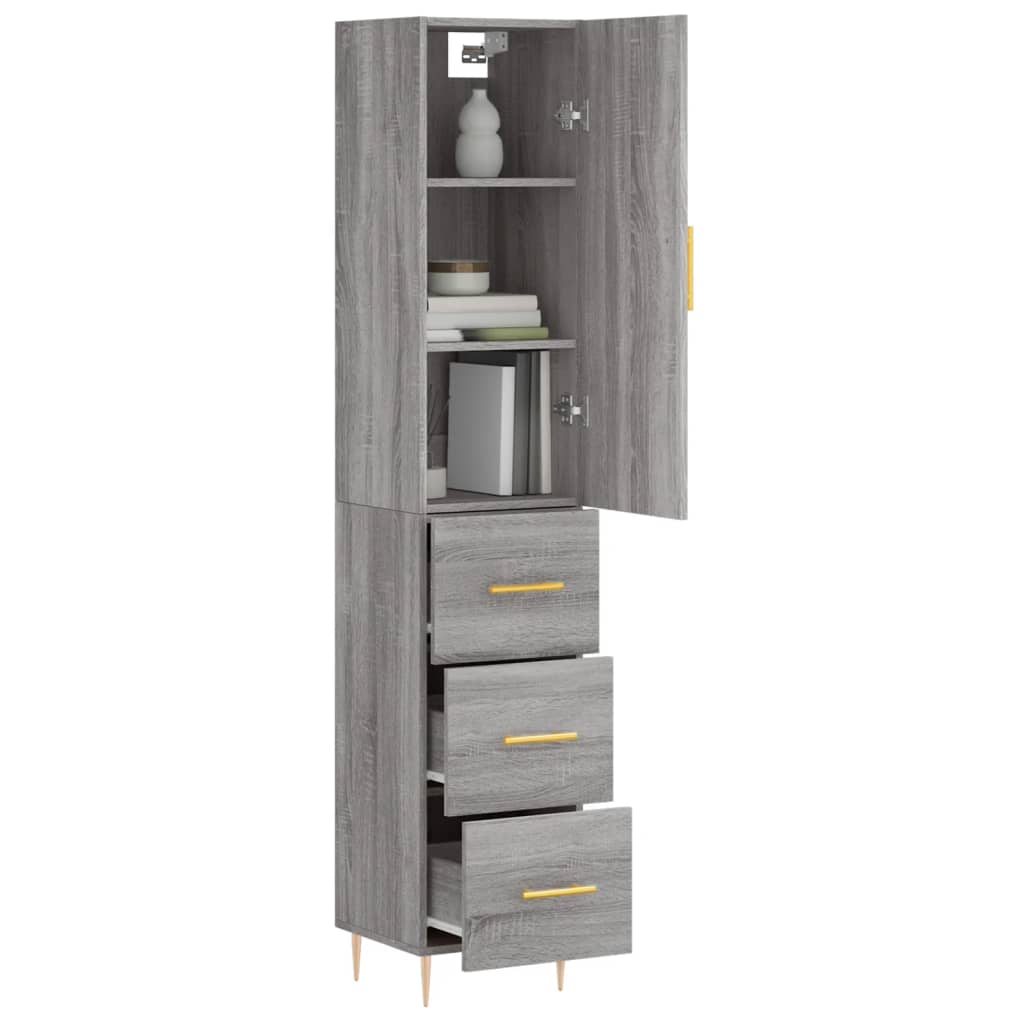 Highboard Grey Sonoma 34.5x34x180 cm Engineered Wood