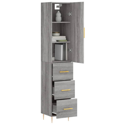 Highboard Grey Sonoma 34.5x34x180 cm Engineered Wood