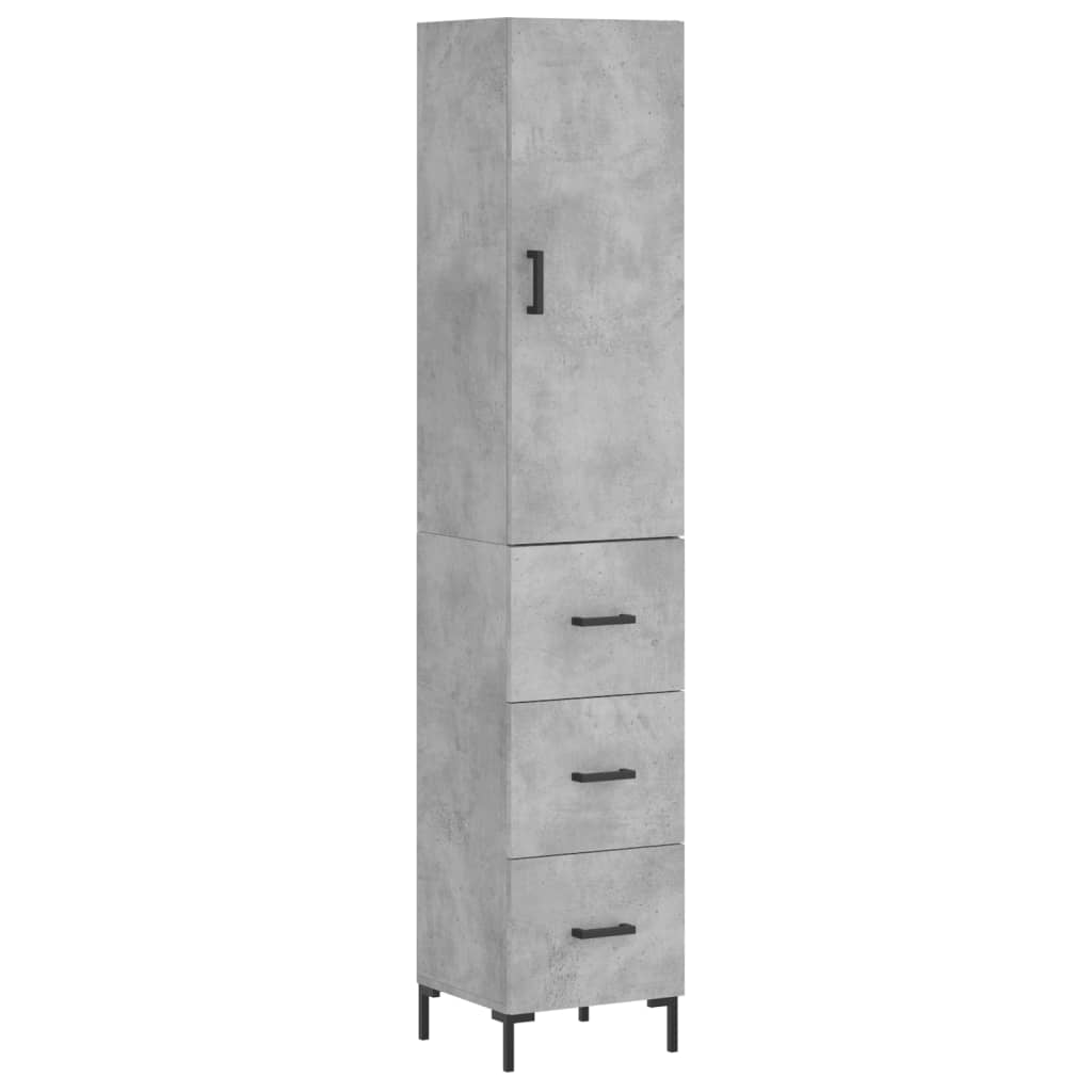 Highboard Concrete Grey 34.5x34x180 cm Engineered Wood