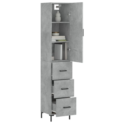 Highboard Concrete Grey 34.5x34x180 cm Engineered Wood