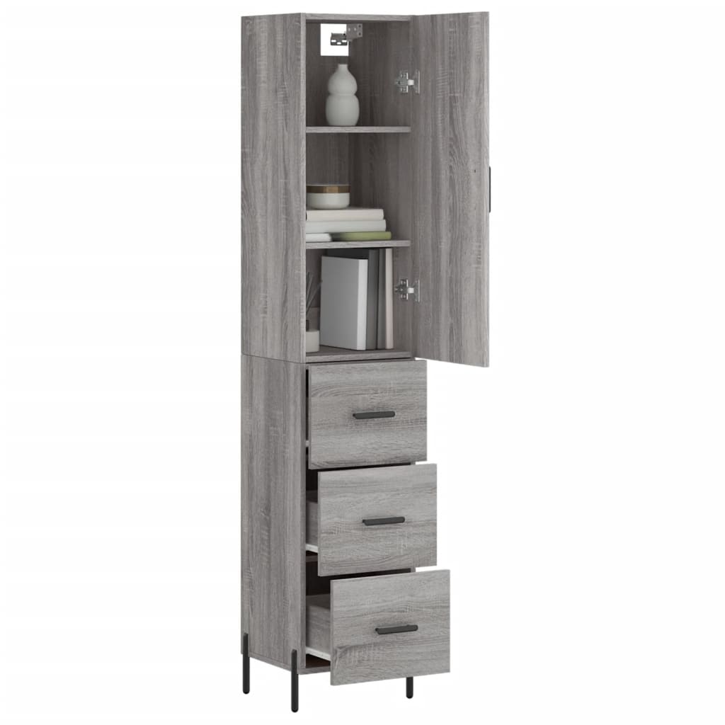 Highboard Grey Sonoma 34.5x34x180 cm Engineered Wood