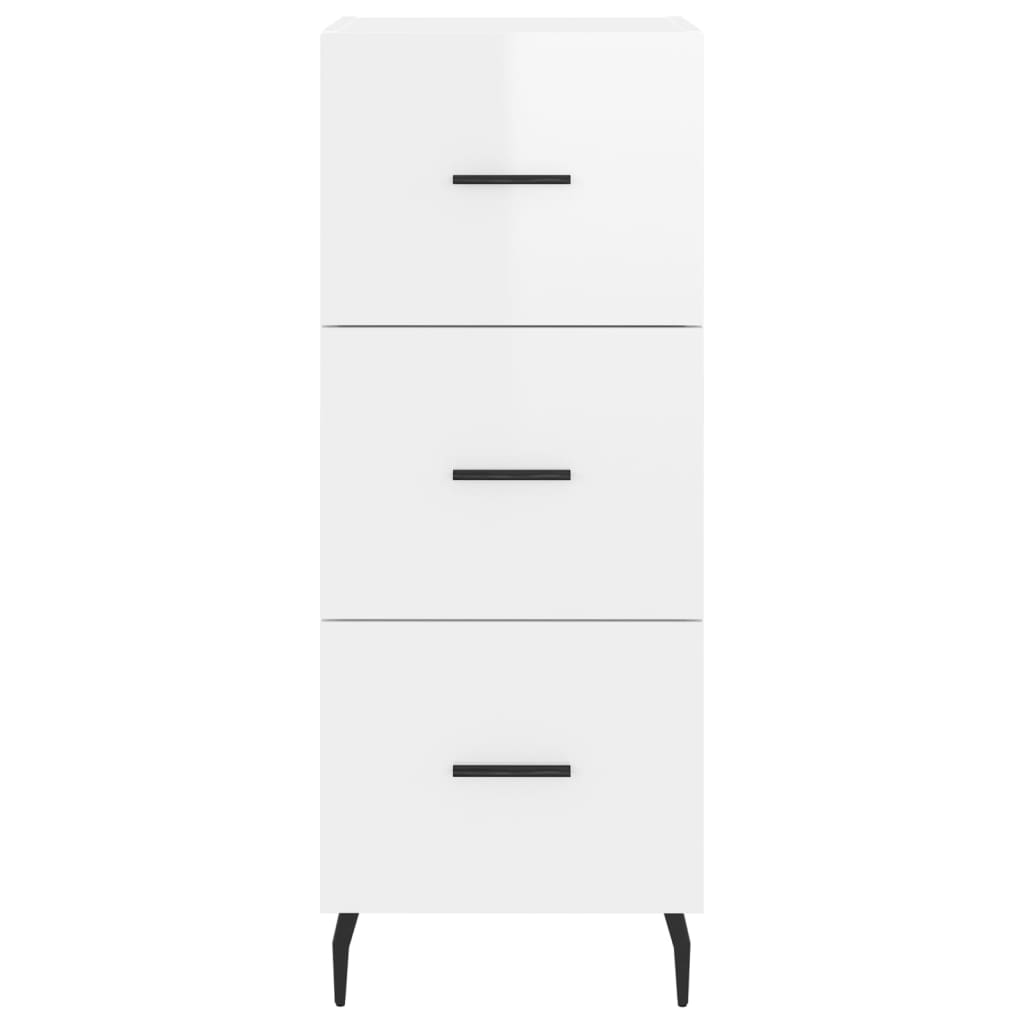 Highboard High Gloss White 34.5x34x180 cm Engineered Wood