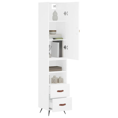 Highboard White 34.5x34x180 cm Engineered Wood