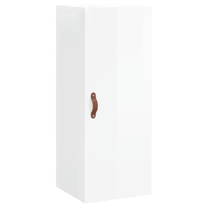 Highboard High Gloss White 34.5x34x180 cm Engineered Wood