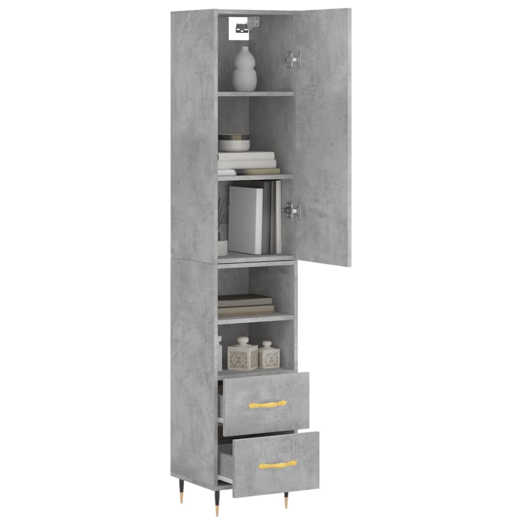 Highboard Concrete Grey 34.5x34x180 cm Engineered Wood