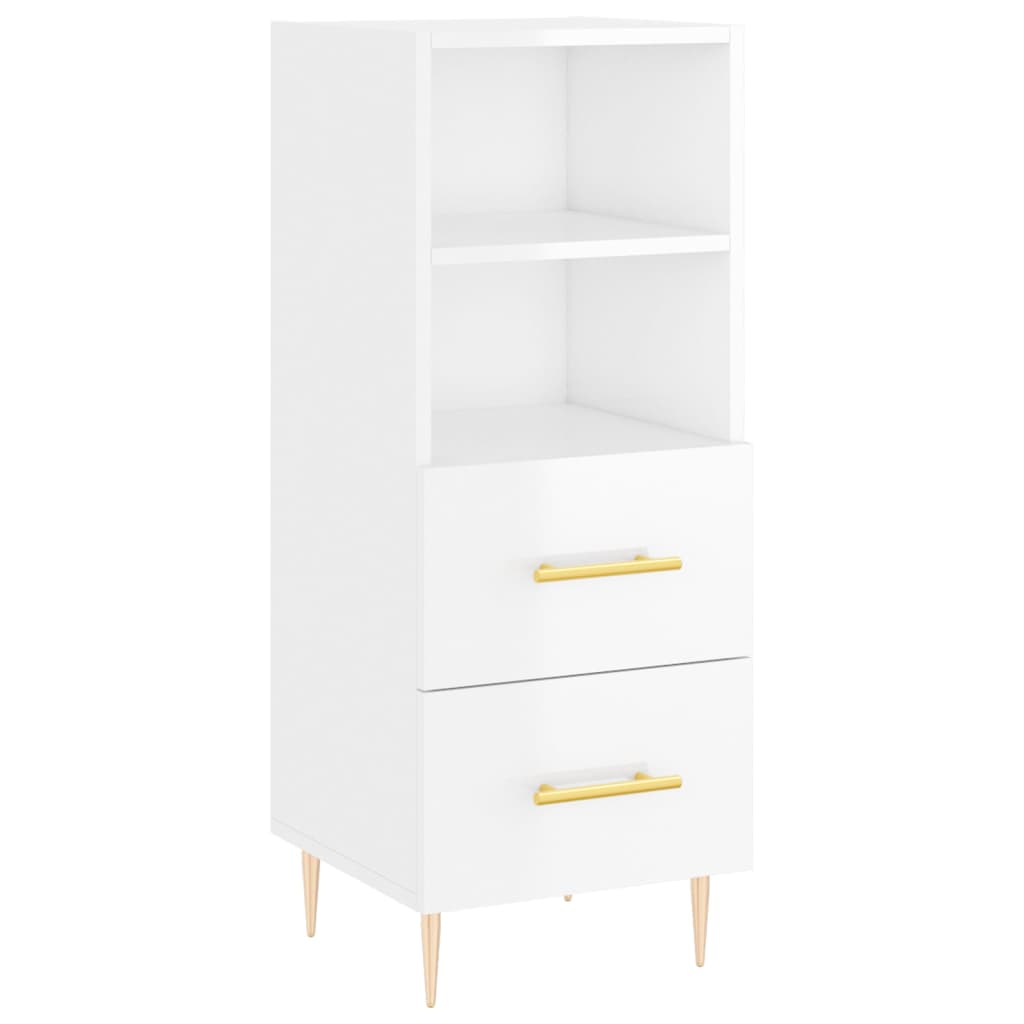 Highboard High Gloss White 34.5x34x180 cm Engineered Wood