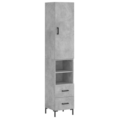 Highboard Concrete Grey 34.5x34x180 cm Engineered Wood