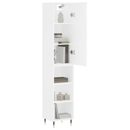 Highboard White 34.5x34x180 cm Engineered Wood