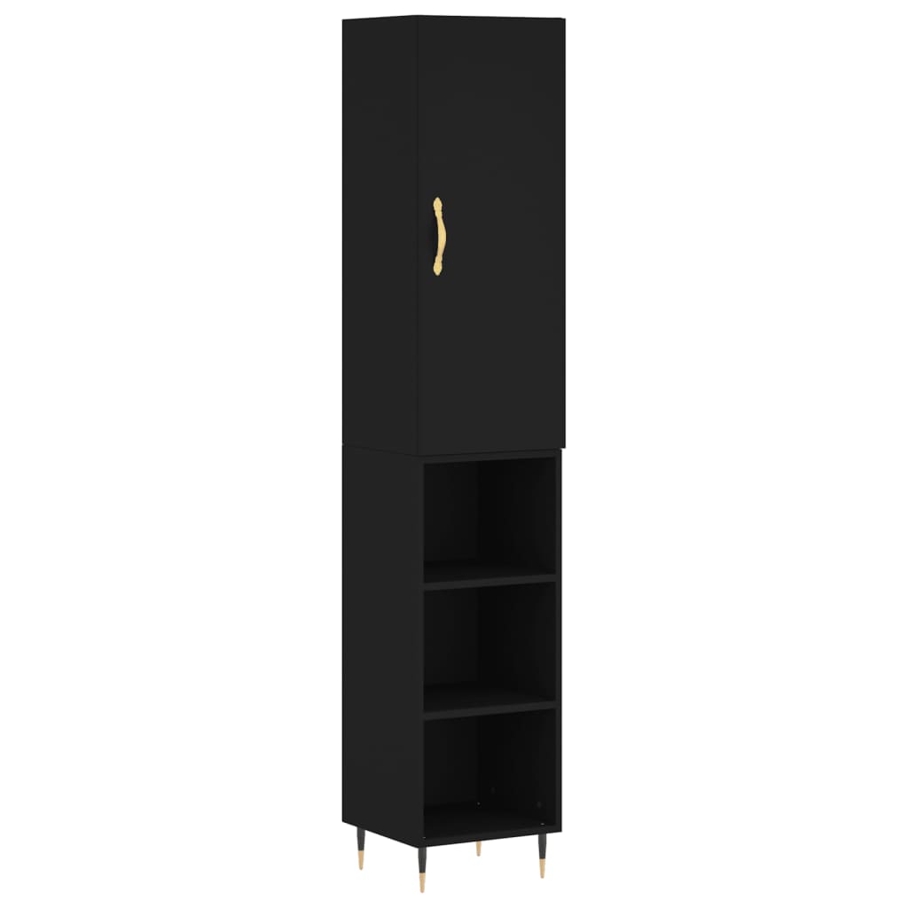 Highboard Black 34.5x34x180 cm Engineered Wood