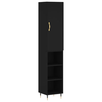 Highboard Black 34.5x34x180 cm Engineered Wood