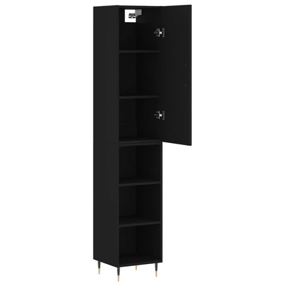 Highboard Black 34.5x34x180 cm Engineered Wood