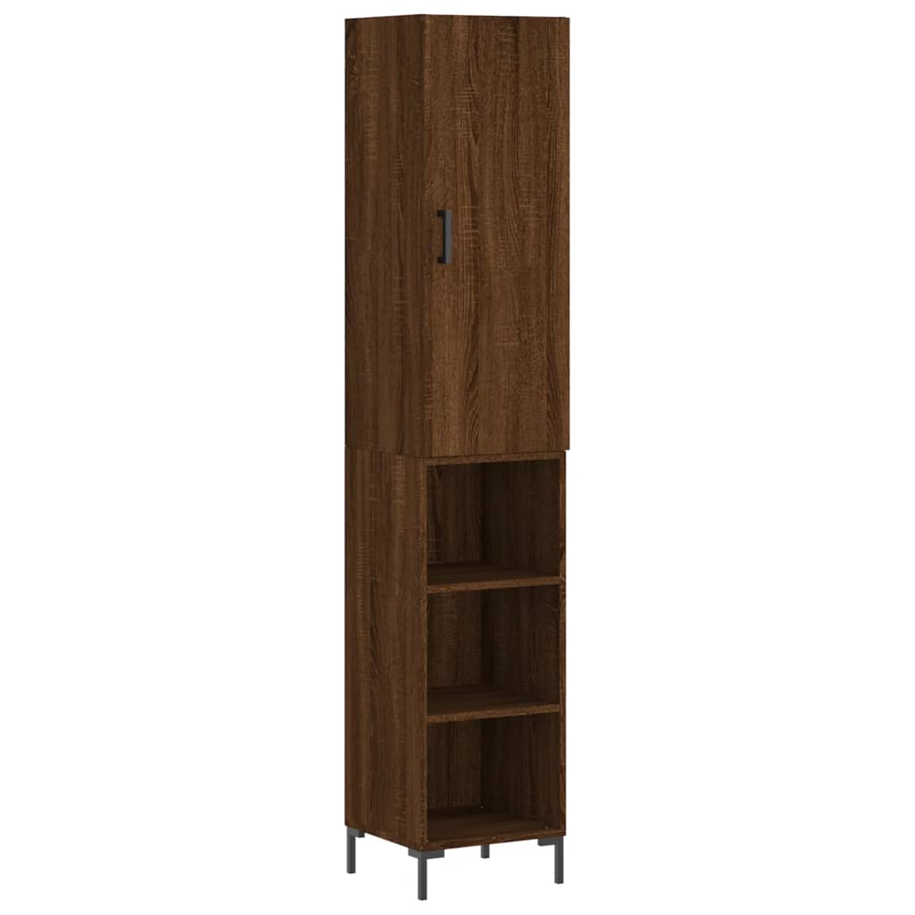 Highboard Brown Oak 34.5x34x180 cm Engineered Wood