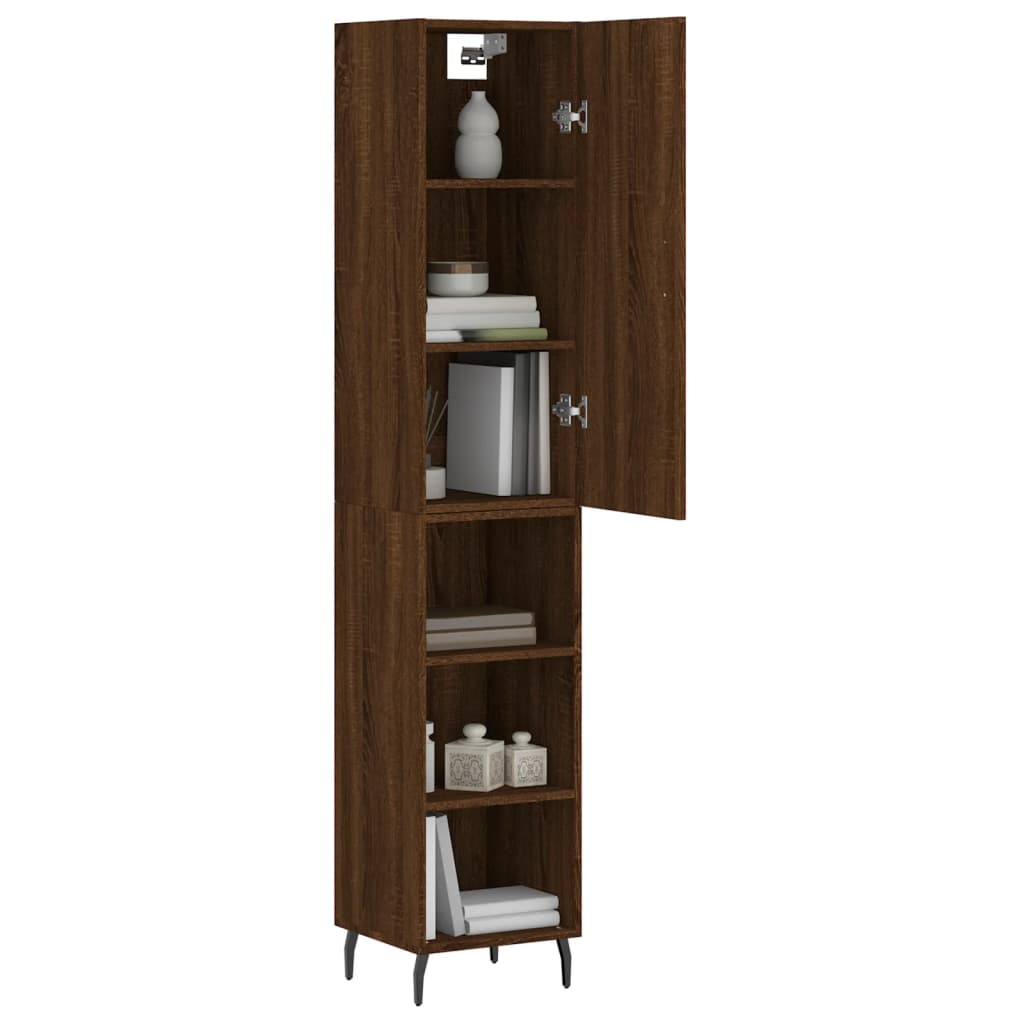 Highboard Brown Oak 34.5x34x180 cm Engineered Wood