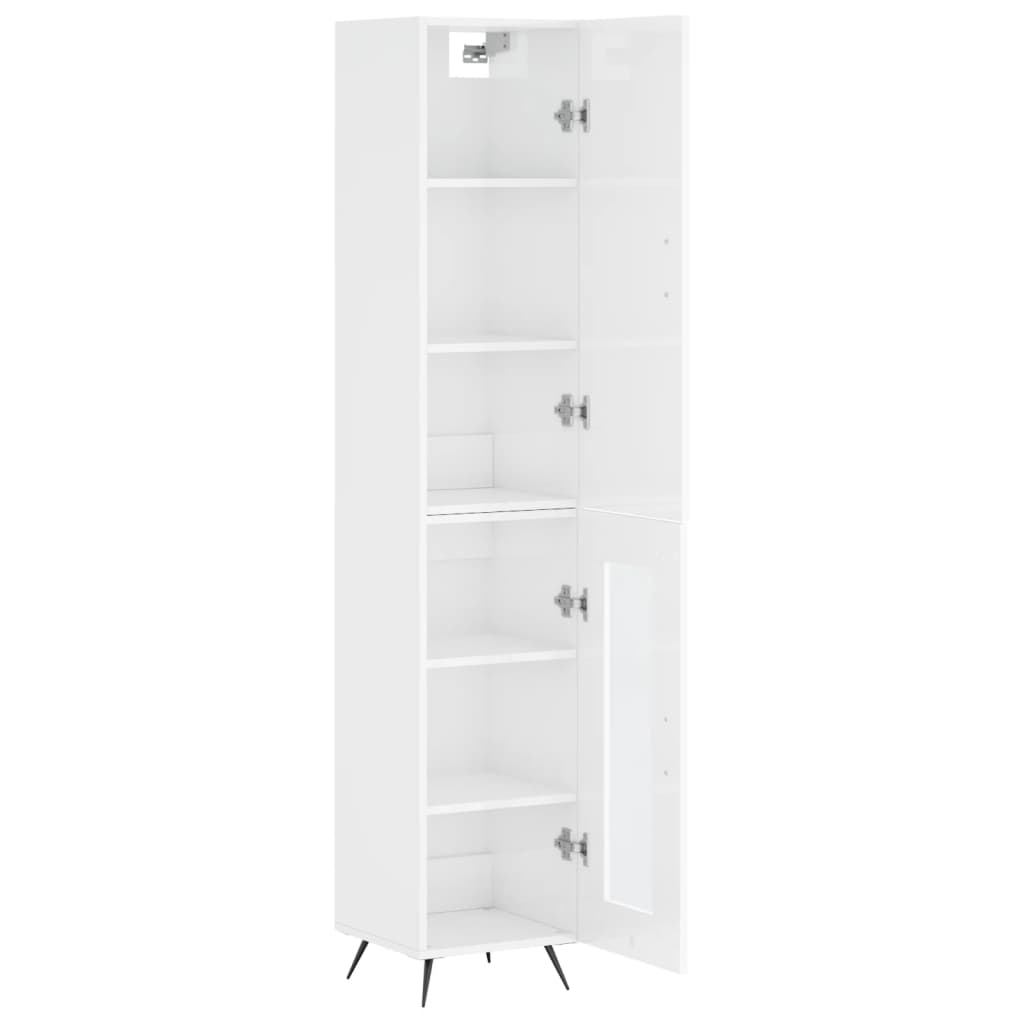 Highboard High Gloss White 34.5x34x180 cm Engineered Wood