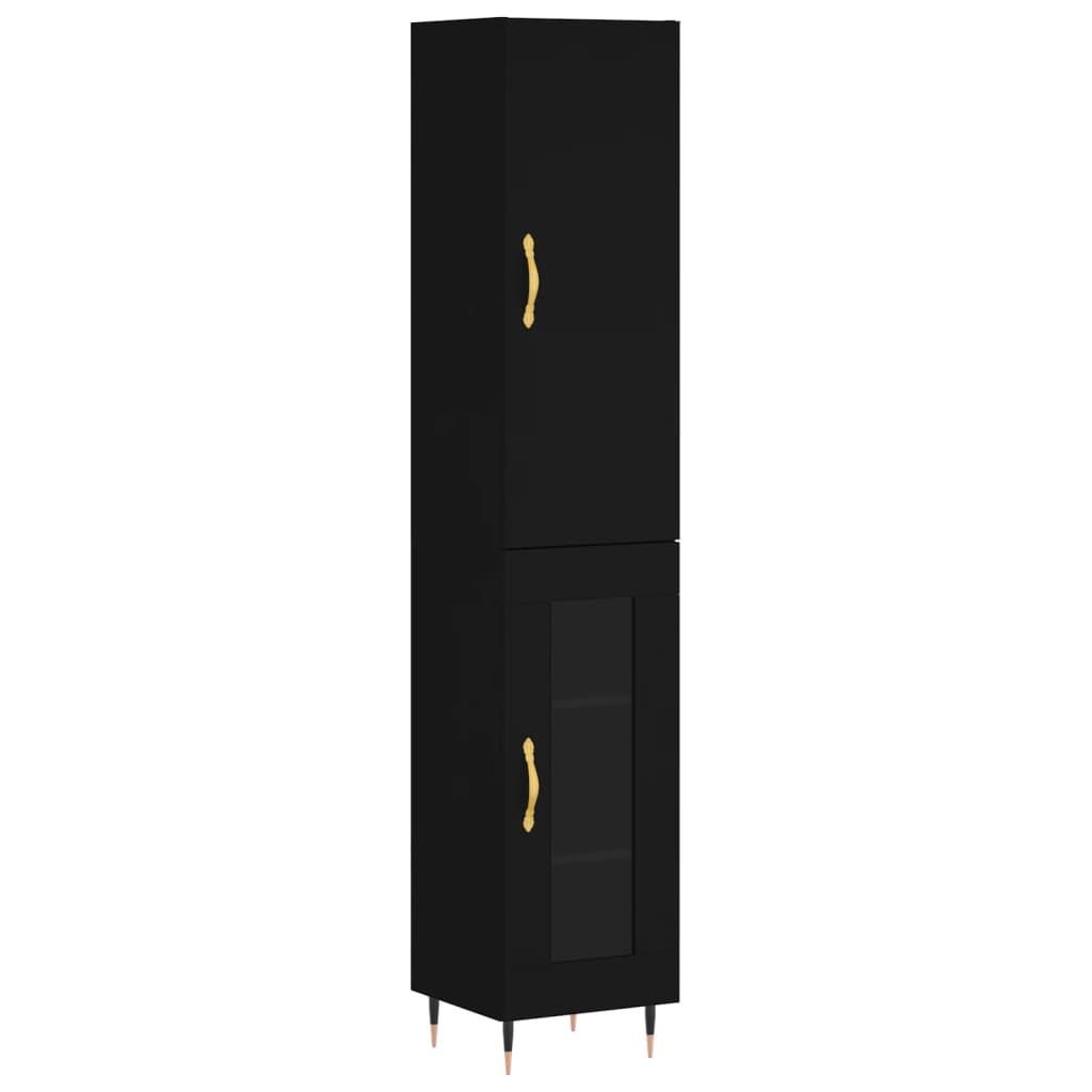 Highboard Black 34.5x34x180 cm Engineered Wood