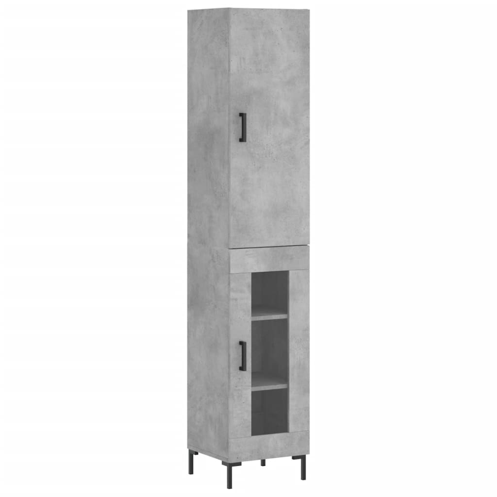 Highboard Concrete Grey 34.5x34x180 cm Engineered Wood