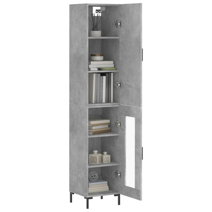 Highboard Concrete Grey 34.5x34x180 cm Engineered Wood