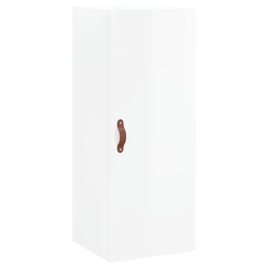 Highboard High Gloss White 34.5x34x180 cm Engineered Wood