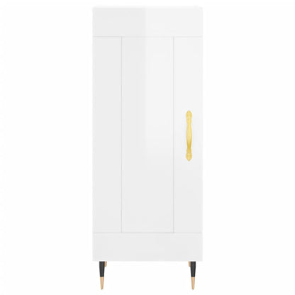 Highboard High Gloss White 34.5x34x180 cm Engineered Wood
