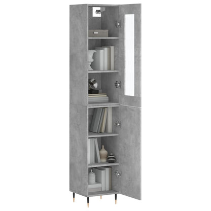 Highboard Concrete Grey 34.5x34x180 cm Engineered Wood